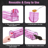 4 Pcs Humane Mouse Traps No Kill, Live Mouse Traps Indoor for Home, Reusable Mice Small Rat Trap Catcher for House & Outdoors