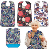 EpoBob 3 Pack Adult Bibs with Crumb Catcher, Washable and Adjustable Adult Bibs for Women Elderly Seniors