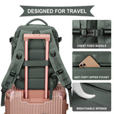 Large Travel Backpack Women, Carry On Backpack,Hiking Backpack Waterproof Outdoor Sports Rucksack Casual Daypack with USB Charging Port Shoes Compartment, Dark Green