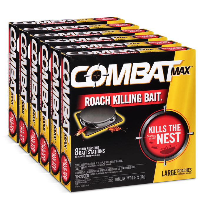 Combat Max Large Roach Killing Bait Stations, Child-resistant, 8 Count (Pack of 6)