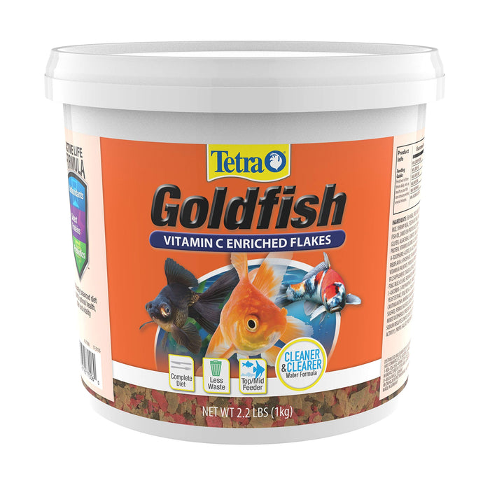 Tetra Goldfish Flakes, Nutritionally Balanced Diet For Aquarium Fish, Vitamin C Enriched Flakes, 2.2 lbs