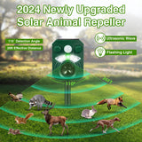 2024 Upgraded Ultrasonic Animal Repellent Cat Repellent Outdoor Solar Animal Repeller with Motion Sensor Flashing Light Skunk Repellent for Yard to Scare Away Deer Dog Raccoon Squirrel Coyote,2 Pack