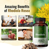 HERBAMAMA Rhodiola Rosea Capsules - Organic Rhodiola Rosea Herb Supplement - Rhodiola Root Pills - 1000mg, 100 Caps