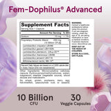 Jarrow Formulas Fem-Dophilus Advanced Probiotics 10 Billion CFU With 6 Science-Backed Strains, Dietary Supplement for Vaginal, Urinary Tract and Digestive Support, 30 Veggie Capsules, 30 Day Supply