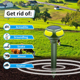 2 PCS Ultrasonic Mole Repellent, 4 Modes Solar Powered Mole Repellent, Outdoor Waterproof Animals Repellent for Get Rid of Mole, Gopher, Snakes, Vole and Other Underground Pests for Yard Garden Lawn