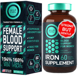 Iron Supplement for Women with Folic Acid - 194% Daily Iron Vitamins Ferrous Sulfate, 168% Folate Folic Acid - Iron Pills for Women with Anemia and Pregnant Women - 60 Gluten-Free, Vegan Iron Tablets