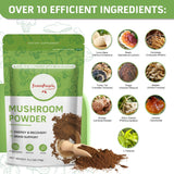 GREENPEOPLE Mushroom Powder - Mushrooms Supplement Blend for Coffee & Smoothies - Lions Mane, Turkey Tail, Reishi, Chaga, Shiitake, Cordyceps, Complex - 6.2oz Mushroom Supplement(60 Servings)