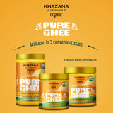 Khazana Pure Organic Grass Fed Ghee 16oz | Non-GMO, Gluten Free, Kosher & Keto Friendly | Traditional Indian Clarified Butter