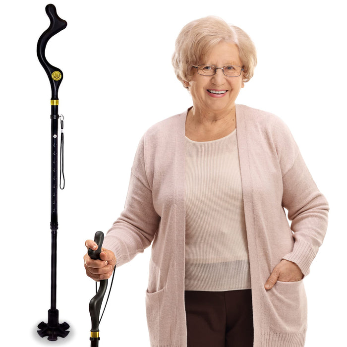 Campbell Posture Cane for Men & Women - Walking Canes for Seniors, Folding Cane, Walking Stick Made w/Heavy-Duty Aluminum, Ergonomic Campbell Handle, Rubber Traction Tip, Elderly Assistance Products