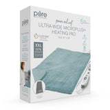 Pure Enrichment® PureRelief™ Ultra-Wide Microplush Heating Pad - 20” x 24” XXL Size & 6 Heat Settings for Temporary Neck, Shoulder & Back Pain Relief - Moist Heat Option & Machine Washable (Sea Glass)