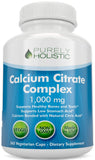 Calcium Citrate 1000mg - 365 Vegan Capsules not Tablets with Added Parsley, Dandelion and Watercress - Without Vitamin D - Made in The USA by Purely Holistic