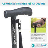 HurryCane HCANE-BK-C2 Freedom Edition Foldable Walking Cane with T Handle, Original Black