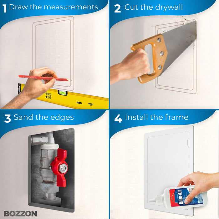 Access Panel for Drywall - 12 x 16 inch - Wall Hole Cover - Access Door - Plumbing Access Panel for Drywall - Heavy Durable Plastic White