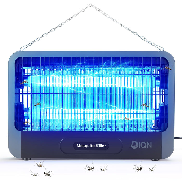 IQN Bug Zapper Indoor, Electric Fly Mosquito Traps Zapper Killer -20W High-Efficiency UVA Light Attacks Insects & Kill via Max. 4200V Grid, Lightweight w/Drawer Tray -Easy to Clean (Black)