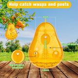 Wasp Traps Outdoor Hanging, Bee Traps Repellent Yellow Jacket Catchers Killer for Outside, Hornet Deterrent Non-Toxic Reusable Hanging Wasp Traps Pear Shape (2 Pack, Orange)