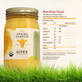 Spring Sunrise Organic Grass Fed Ghee Butter - USDA Certified Organic Clarified Butter - Paleo, Keto Friendly, Non-GMO, Gluten, & Casein Free Cooking Oil - Sustainably Sourced (32oz Jar)