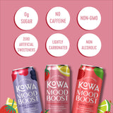 Kowa Mood Boost Sparkling Water Drink, Sugar Free Seltzer, Variety Pack, 12 fl oz (Pack of 12)