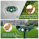 2 Pack Upgraded Ultrasonic Animal Repeller Solar Animal Repellent Cat Repellent Outdoor, Squirrel Repellent Deer Repellent Devices, Repel, Deer, Rabbit, Raccoon, Dog, Skunk Waterproof Motion Sensor