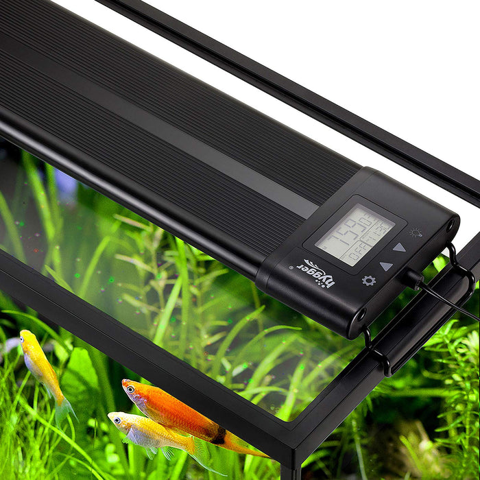 hygger Auto On Off LED Aquarium Light Extendable 12-55 Inches 7 Colors Sunrise Sunset Full Spectrum Light Fixture for Freshwater Planted Tank Build in Timer Sunrise Sunset (36W(24"-30"))