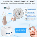 EDUTHA Hearing Aids, Rechargeable Hearing Aids for Seniors & Adults with Noise Cancelling, Behind-The-Ear Hearing Amplifier Personal Sound Amplification Devices with Portable Charging Case, Rose
