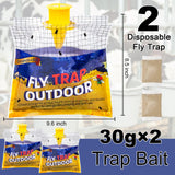 Fly Traps Outdoor Fly Trap Hanging with 30g Fly Bait, Natural Pre-Baited Fly Bags Outdoor Disposable Stable Horse Ranch Fly Trap Bag Fly Catchers Killer Outdoor 2 Pack