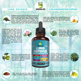 LUNG DEFENSE Herbal Extract 8 in 1 Blend (Mullein,Marshmallow,OSHA,Wild Cherry,Elderberry,Yerba Santa,Olive Leaf,ACV) Lung Cleanse - Respiratory & Immune System support - liquid supplement- 4 OZ
