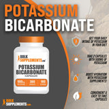 BulkSupplements.com Potassium Bicarbonate Capsules - Potassium Supplement, Potassium Bicarbonate Food Grade, Potassium 500mg - 2 Potassium Capsules per Serving, 180-Day Supply, 360 Capsules