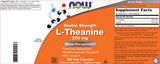 Now Foods L-Theanine, Double Strength 200 mg Per Cap - 180 Veg Capsules (Pack of 2) (360 Total caps) - Enhanced with 100mg Inositol - Vegetarian, Non-GMO - Ltheanine 200mg Supplement