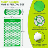 ProsourceFit Acupressure Mat and Pillow Set - Cotton ,Green