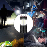 4 Pack Camping Lanterns Camping Accessories USB Rechargeable and Battery Powered 2-in-1 LED Lanterns, Hurricane Lights with Flashlight and Magnet Base for Camping, Hiking, Emergency