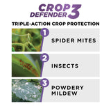 Grower's Ally Crop Defender 3 | Natural, Safe & Organic Insecticide & Fungicide Control for Plants - Powdery Mildew, Spider Mites & Russet Mite Killer – 1 qt Concentrate Makes 100 Gallons