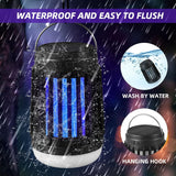 2 Pcs Solar Bug Zapper Outdoor Waterproof Mosquito Zapper - Camping Light, Mosquito Killer, Flashlight - 3 in 1 Cordless Mosquito Light Killer Portable Small Bug Zapper for Patio Home Camping, Black