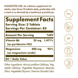 Solgar Magnesium with Vitamin B6, 250 Tablets - Promote Healthy Bone Mineralization, Support Nerve & Muscle Function, Energy Metabolism - Non-GMO, Vegan, Gluten Free, Dairy Free, Kosher - 83 Servings