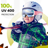 OutdoorMaster Kids Ski Goggles, Snowboard Goggles - Youth Snow Goggles - VLT10% White Frame Grey Lens