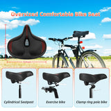 Oversized Comfort Bike Seat, Extra Wide Bike Seat Compatible with Peloton Bike, Electric Bike, Indoor Stationary Exercise Bike or Road Bike, Universal Fit Bicycle Seat Cushion for Men and Women