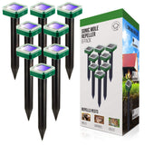 Livin' Well Solar Sonic Pest Repeller Stakes - 8pk Outdoor Pest Repellent with 10,500 Feet Range, Solar Powered Animal Control, Rodent Repellent and Deterrent for Mole, Vole, Gopher