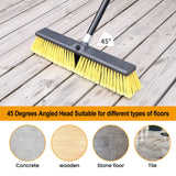 18 Inches Push Broom Outdoor- Heavy Duty Broom with 63" Long Handle for Deck Driveway Garage Yard Patio Concrete Floor Cleaning