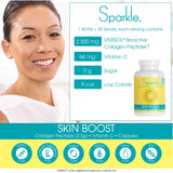 Collagen Capsules - Sparkle Skin Boost Collagen Capsules (180 Pills) 30 Days of 2500mg Verisol Collagen Peptides & Vitamin C