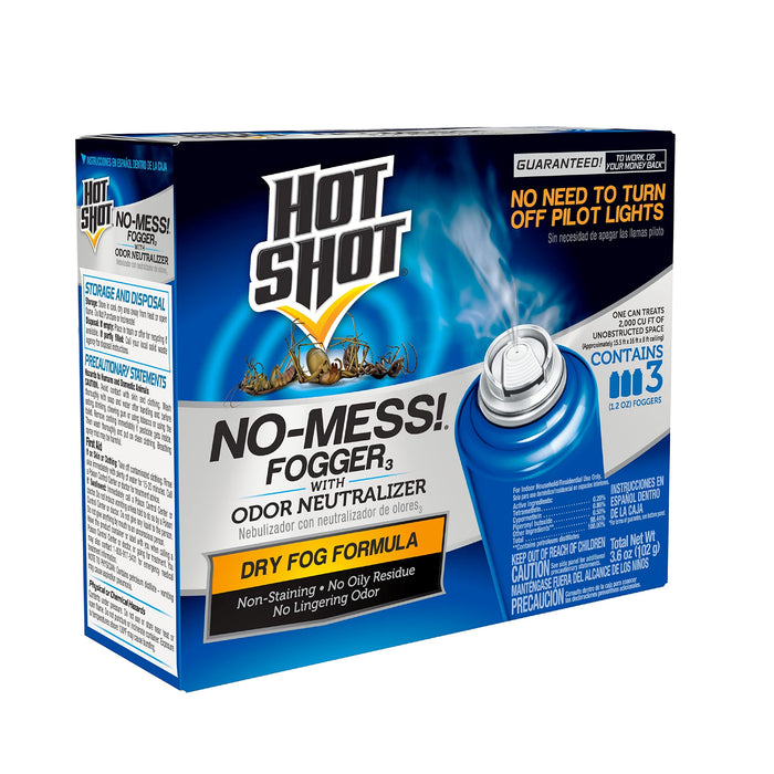 Hot Shot No Mess! Fogger With Odor Neutralizer, Kills Carpenter Ants, Spiders & Fleas, 3 Count, 1.2 Ounce, NULL