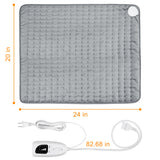 VIBOOS Heating Electric Pad for Back, Shoulders, Abdomen, Waist, Legs, Arms, Electric Heating Pad with Heat Settings, Timer, Heat Pad with Auto Shut Off, Silver Gray (20''×24'')