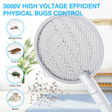 PALONE Electric Fly Swatter 3000V Bug Zapper Racket 2 in 1 Fly Swatter with 1200mAh Battery Rechargeable Mosquito Killer Lamp with 3 Layers Safety Mesh for Indoor and Outdoor (2 Pack)