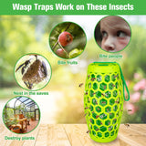 Wasp Traps Outdoor Hanging, Wasp Trap Bee Traps Catcher, Sticky Wasp Trap for Indoor/Outdoor, Effective Insect Trap,Carpenter Bees, Red Wasp & Paper Wasps-2 Pack 4 Sticky Boards(Green)