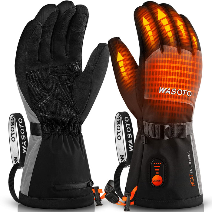 Heated Gloves for Men Women 7.4V Battery 22.2WH Rechargeable Heated Ski Gloves Touchscreen Waterproof Electric Heated Gloves for Winter Outdoor Work Skiing Hiking Camping Raynaud Riding(XL)