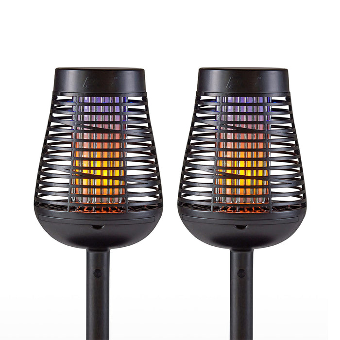 PIC Solar Insect Killer Torch (DFST), Bug Zapper and Flame Accent Light, Kills Bugs on Contact - Twin Pack