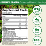 PlantFusion Complete Vegan Protein Powder - Plant Based Protein Powder With BCAAs, Digestive Enzymes and Pea Protein - Keto, Gluten Free, Soy Free, Non-Dairy, No Sugar, Non-GMO - Cookies & Cream 1 lb