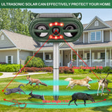 Ultrasonic Animal Repellent Solar Powered,Cat Repellent Outdoor,2024 Animal Deterrent Devices Outdoor with Motion Sensor & Flashing Light,Deer Repellent Devices for Repelling Squirrels,Raccoon,Skunk