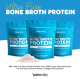 Paleovalley 100% Grass Fed Bone Broth Protein Powder - Vanilla - Rich in Collagen for Hair, Skin, Gut Health, Bone and Joint Support - 28 Servings