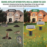 Solar Mole Repellent Ultrasonic,2024 Newest Mole Vole Gopher Repellent Outdoor Solar Powered,Waterproof Mole Killer Traps for Yard, Effectively Repels Garden and Yard Voles,Snakes,Gophers (Yellow-2pc)