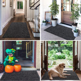 Mibao Dirt Trapper Door Mat for Indoor&Outdoor, 24" x 36", Anthracite Black, Washable Barrier Door Mat, Heavy Duty Non-Slip Entrance Rug Shoes Scraper, Super Absorbent Front Door Mat Carpet