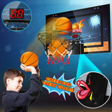 TREYWELL Indoor Basketball Hoop Fan Backboards for Teens and Adults Door Room Basketball Hoop Mini Hoop with Electronic Scoreboard, 3 Balls and Batteries Basketball Toys for 8 9 10 11 12